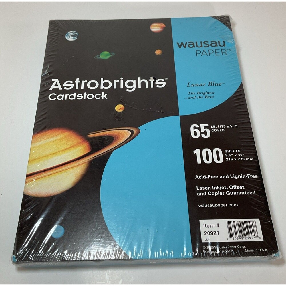 WAUSAU PAPER Astrobrights Color Assortment 65LB - 8.5x 11 - 100 Sheets